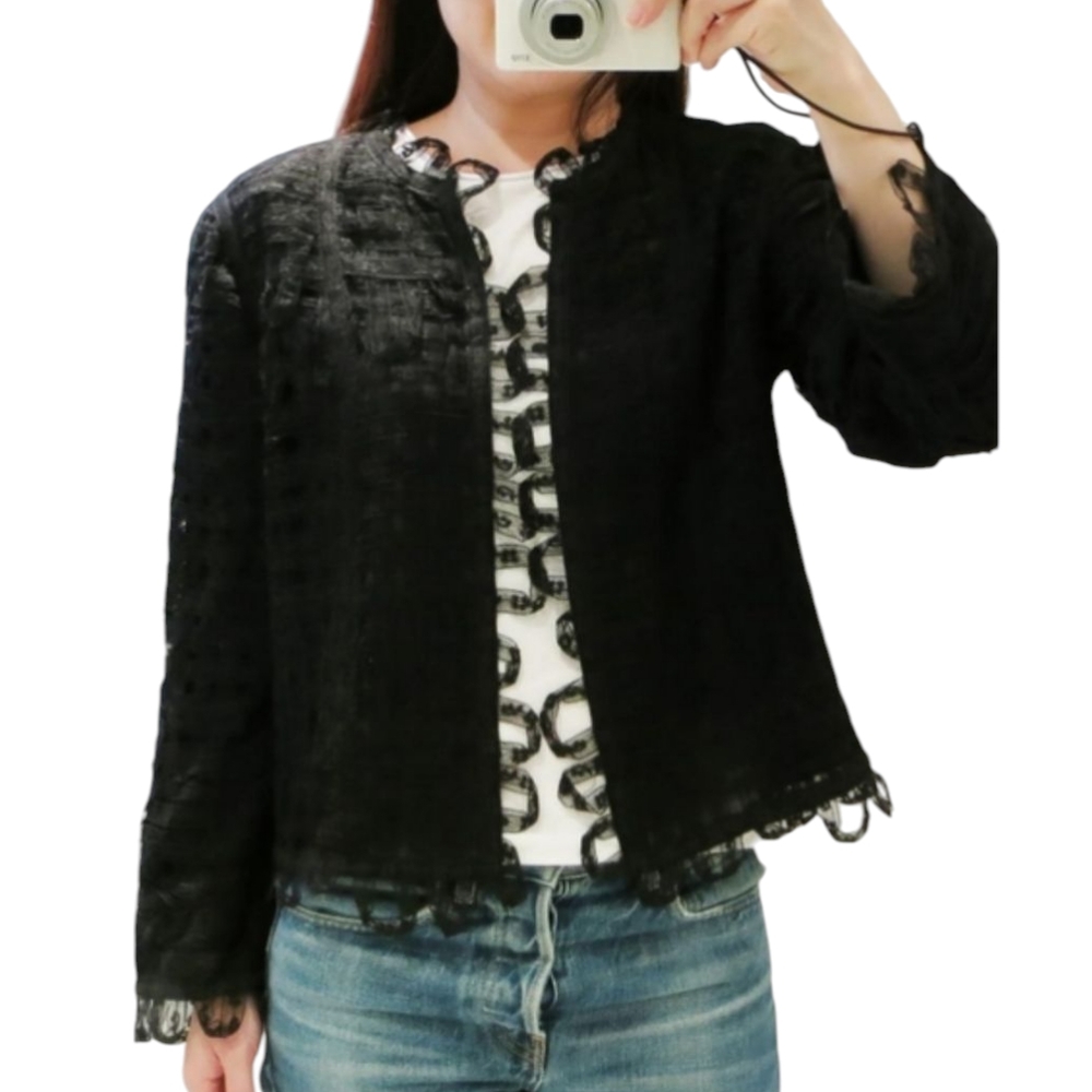 HP. Chanel Black Lace Detail Jacket